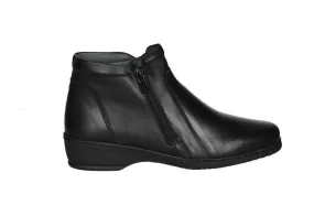 Botin Piel Negro Ancho Especial Dos Cremalleras