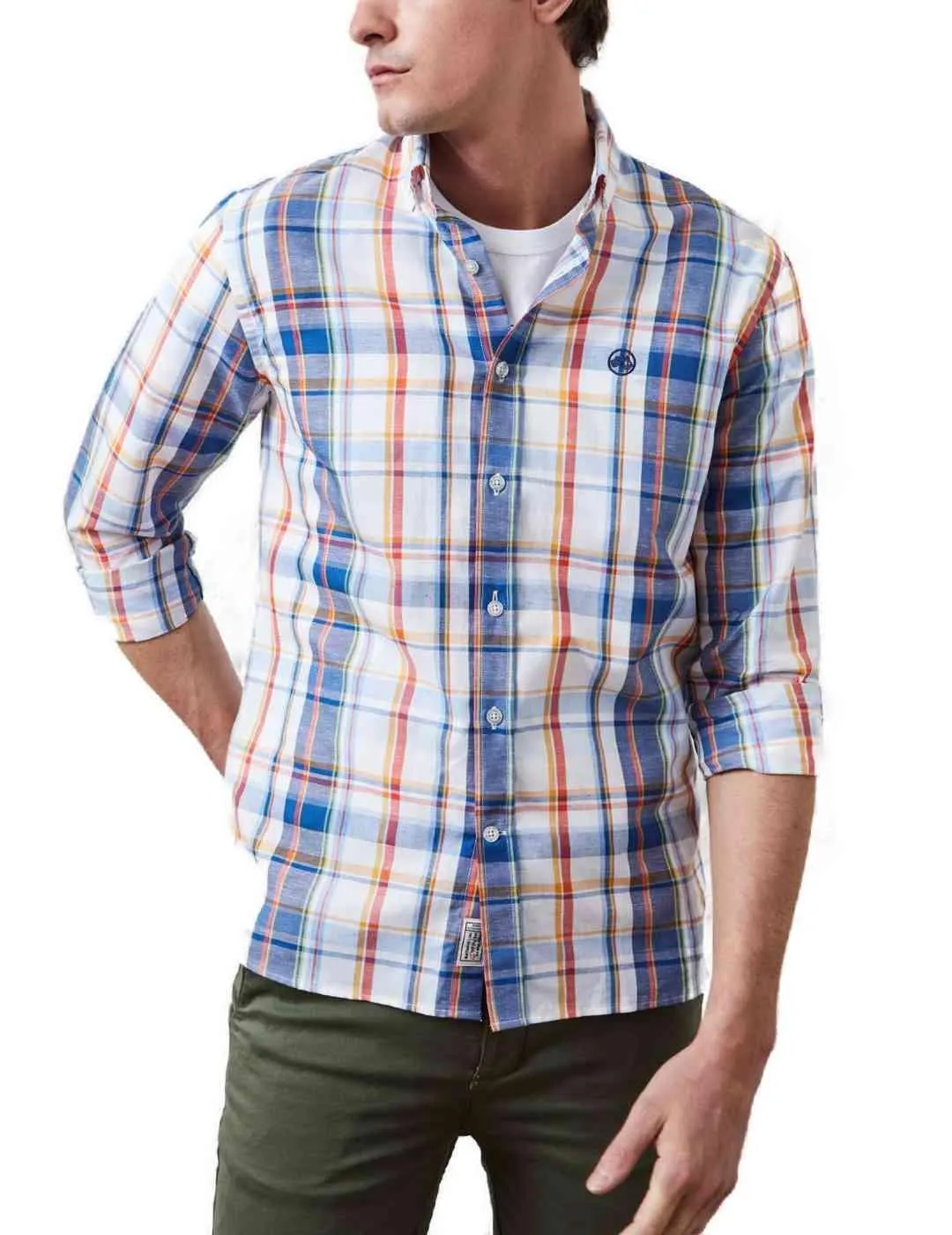 Camisa Altonadock azul manga larga para hombre