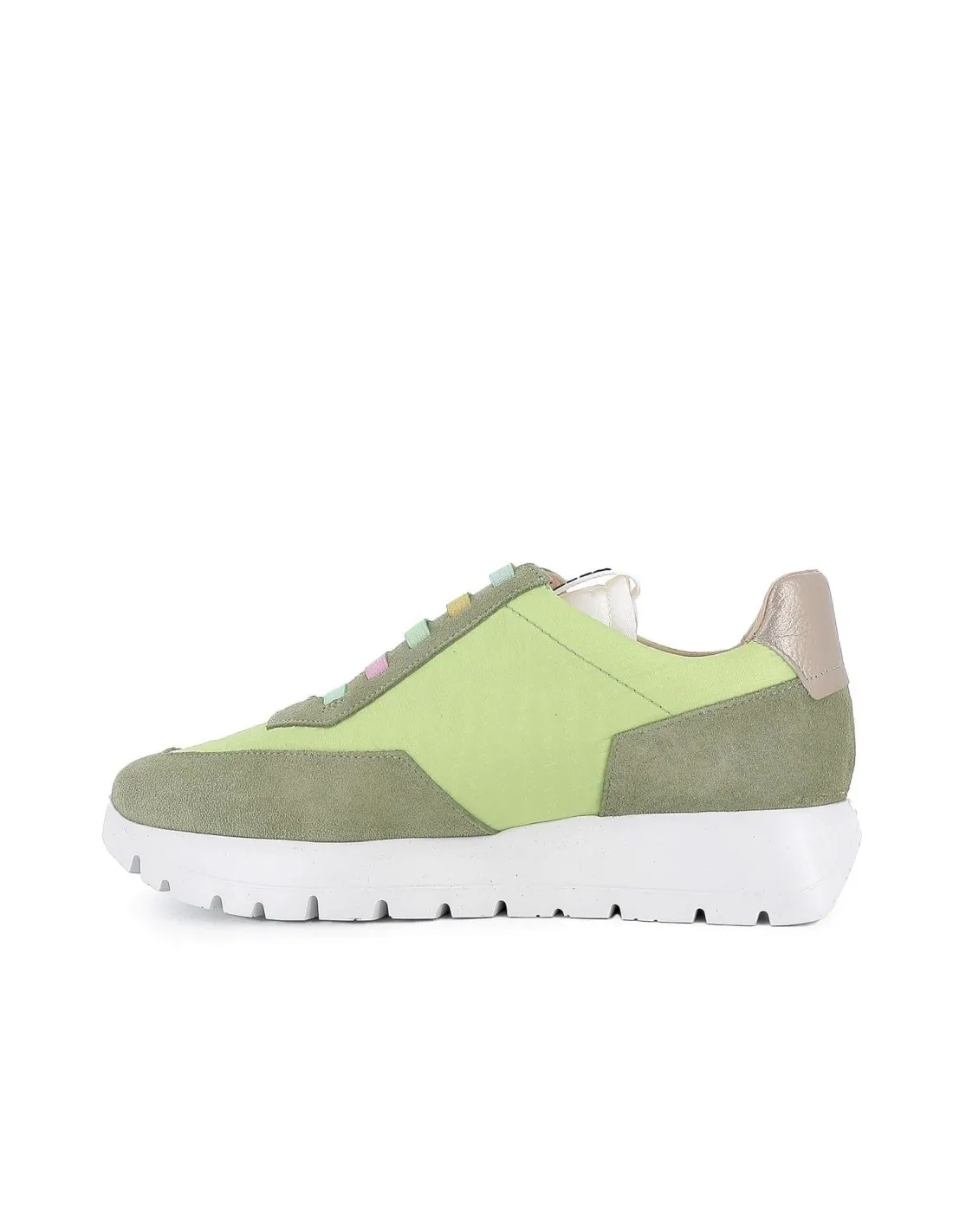 Deportiva casual nylon y piel ultraligera verde Wonders