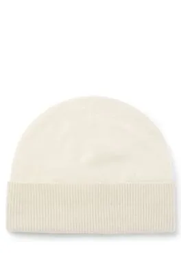 Gorro de punto de cashmere cepillado con puño en canalé