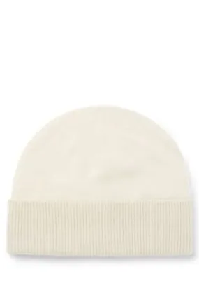 Gorro de punto de cashmere cepillado con puño en canalé