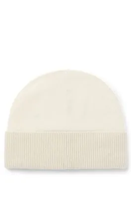 Gorro de punto de cashmere cepillado con puño en canalé