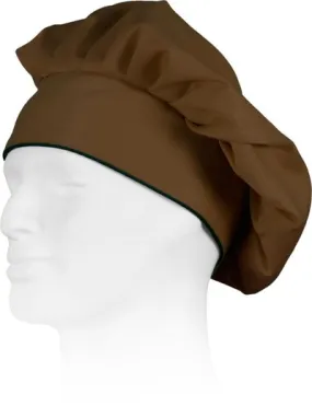 Gorro liso de cocina con velcro y vivo a contraste Marrón