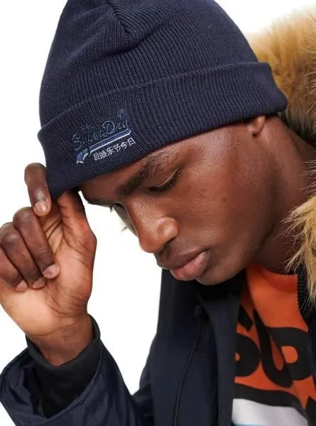 gorro superdry orange label marino hombre