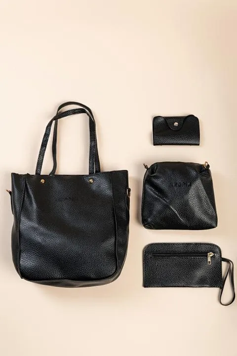 Juego de bolsos y cartera de 4 piezas, negro