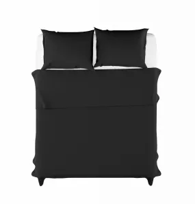 Sábana Encimera Lisa Satén Negro Cama 180